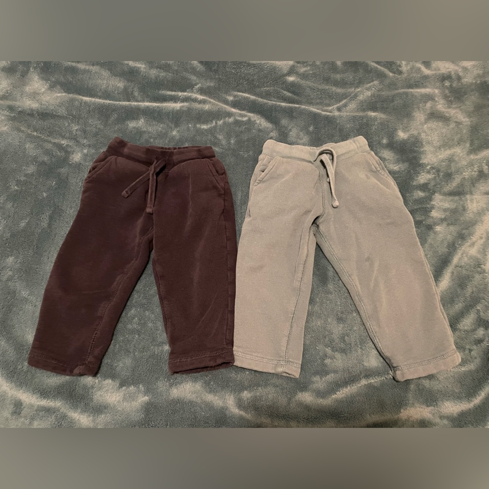Primary Kids Cozy Fleece Sweatpants Set - Navy and Blue, size 2T